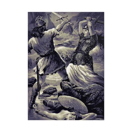 Viking Battle Illustration Print #1 (Rolled Poster ~16" x 24")