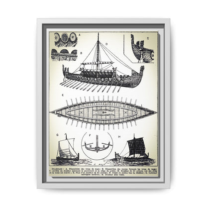 Viking Ship on Matte Canvas, Framed 9" x 12"