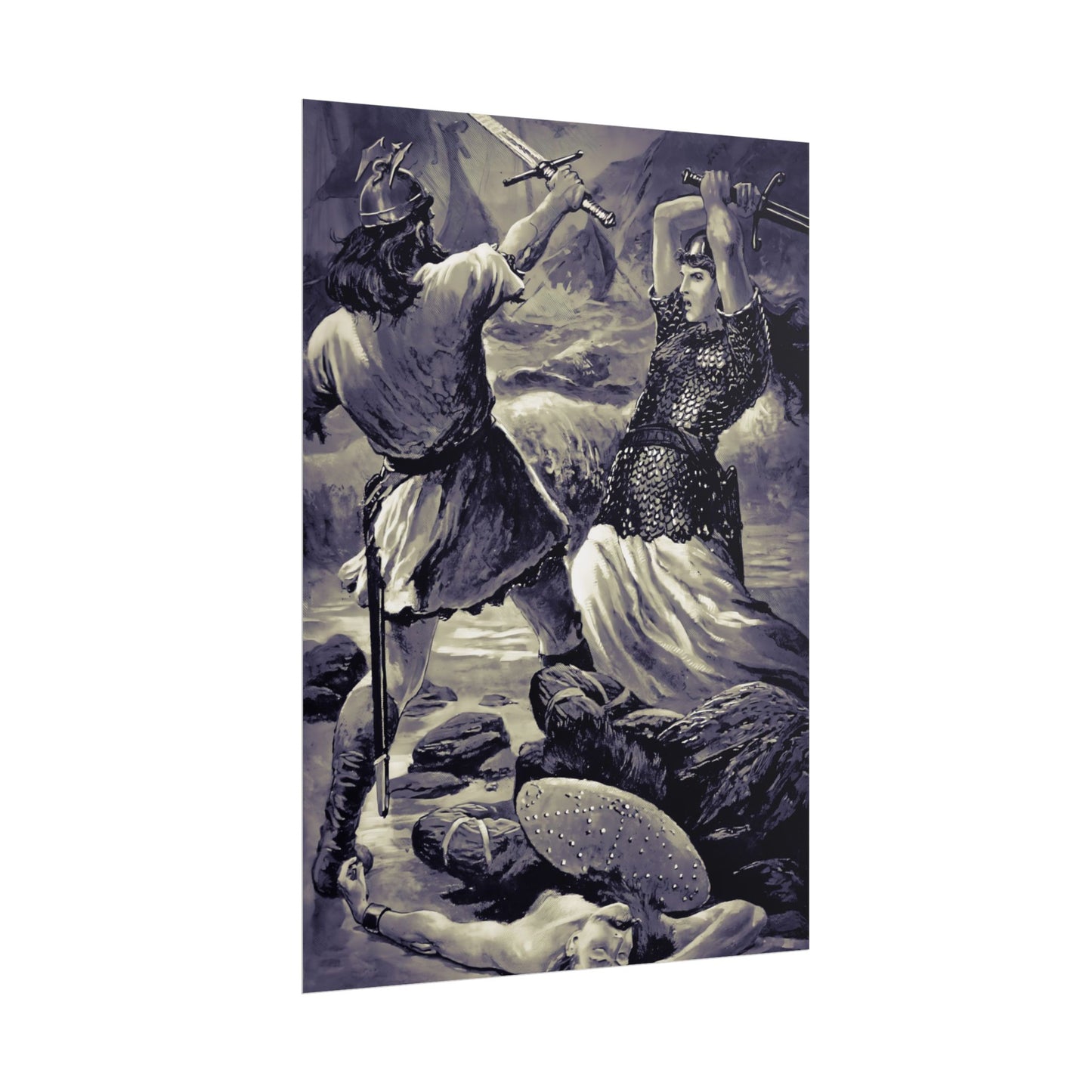 Viking Battle Illustration Print #1 (Rolled Poster ~16" x 24")