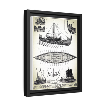 Viking Ship on Matte Canvas, Framed 9" x 12"