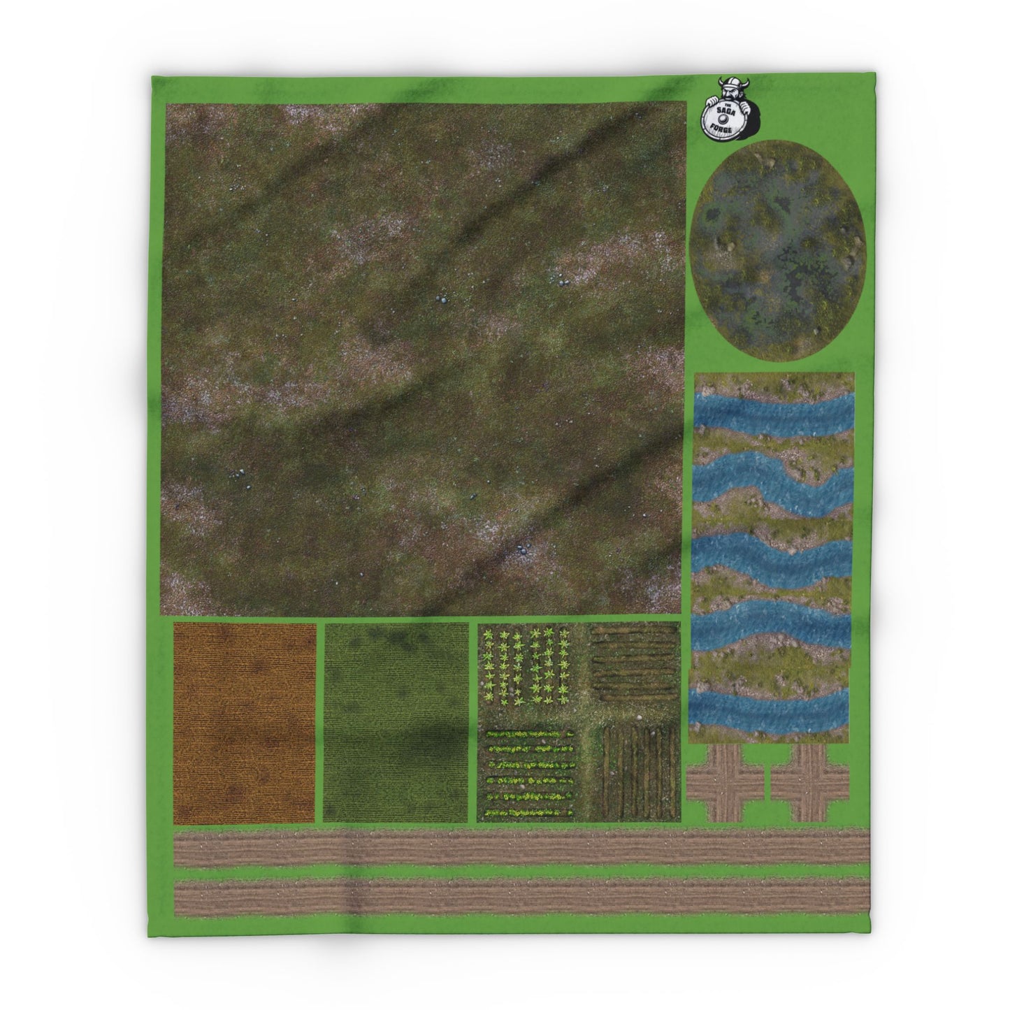 The Saga Forge Complete Terrain Mat - 3'x3' Felt Battle Mat with Modular Scenario Pieces