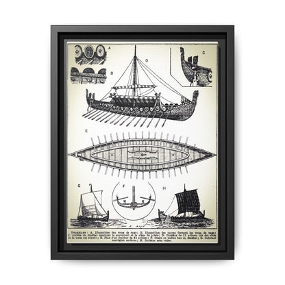 Viking Ship on Matte Canvas, Framed 9" x 12"